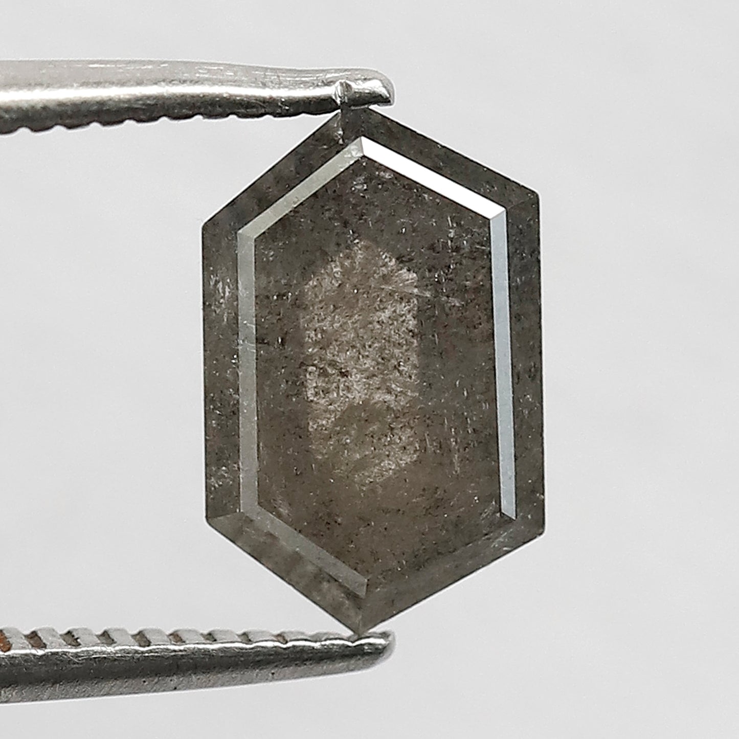1.63 Ct Hexagon Salt and Pepper Loose Diamond, Natural Earth Mined Diamond 9.50 MM for Custom Pendant, Wedding Band Stone