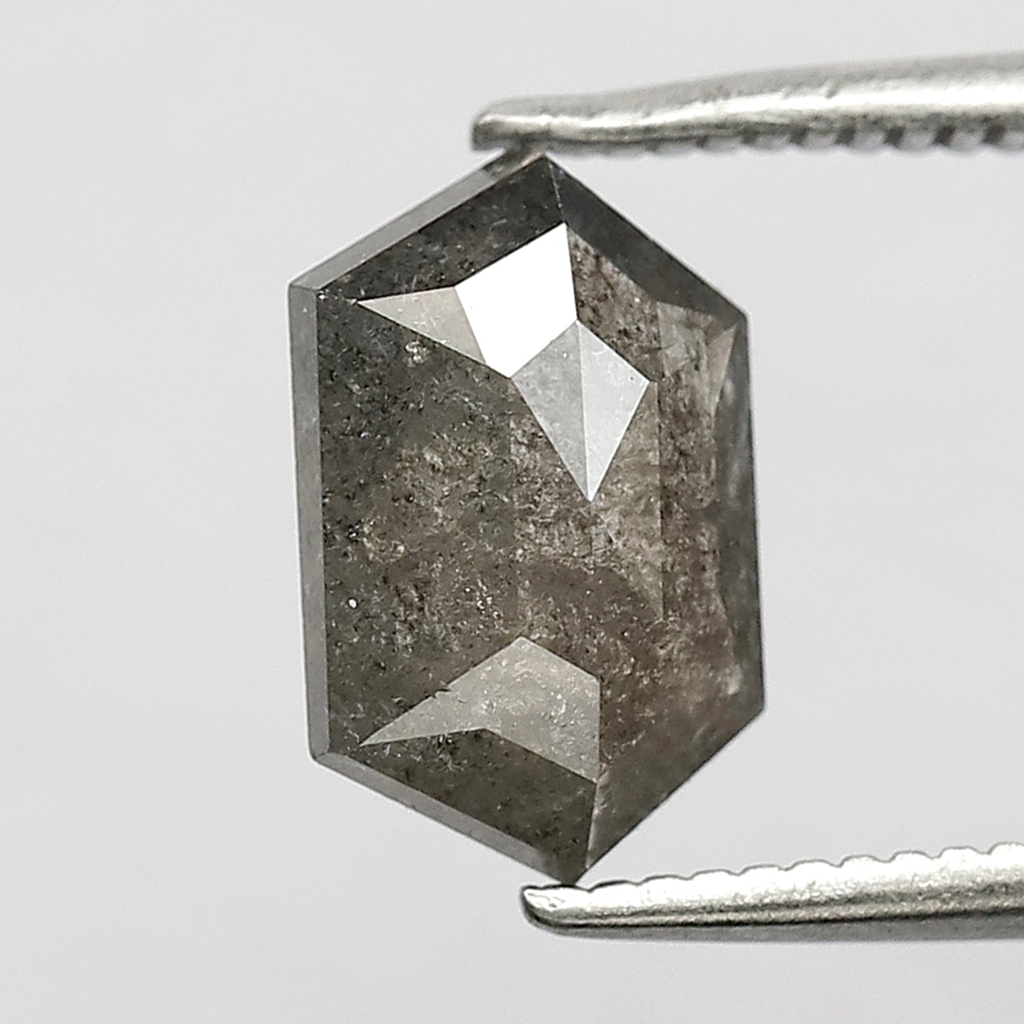 1.63 Ct Hexagon Salt and Pepper Loose Diamond, Natural Earth Mined Diamond 9.50 MM for Custom Pendant, Wedding Band Stone