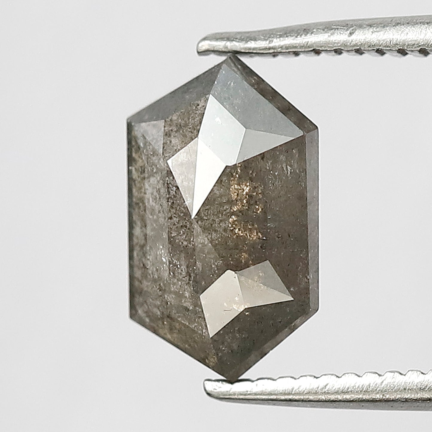 1.63 Ct Hexagon Salt and Pepper Loose Diamond, Natural Earth Mined Diamond 9.50 MM for Custom Pendant, Wedding Band Stone