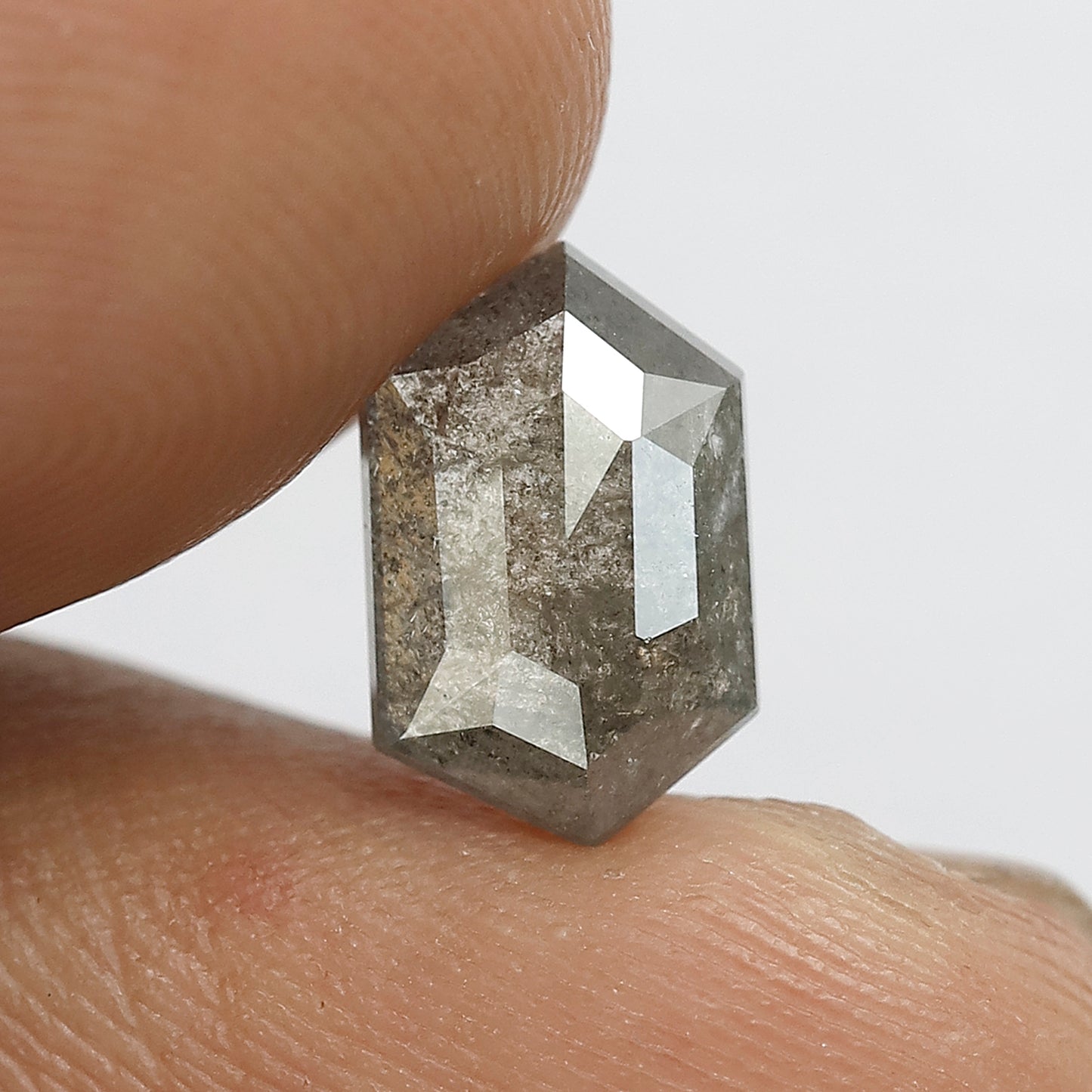 1.63 Ct Hexagon Salt and Pepper Loose Diamond, Natural Earth Mined Diamond 9.50 MM for Custom Pendant, Wedding Band Stone