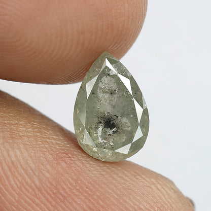 1.66 Ct Pear Shape Salt and Pepper Diamond , Natural Loose Earth Mined Diamond 9.00 MM for Bridal Ring, Pendant & Anniversary Jewelry