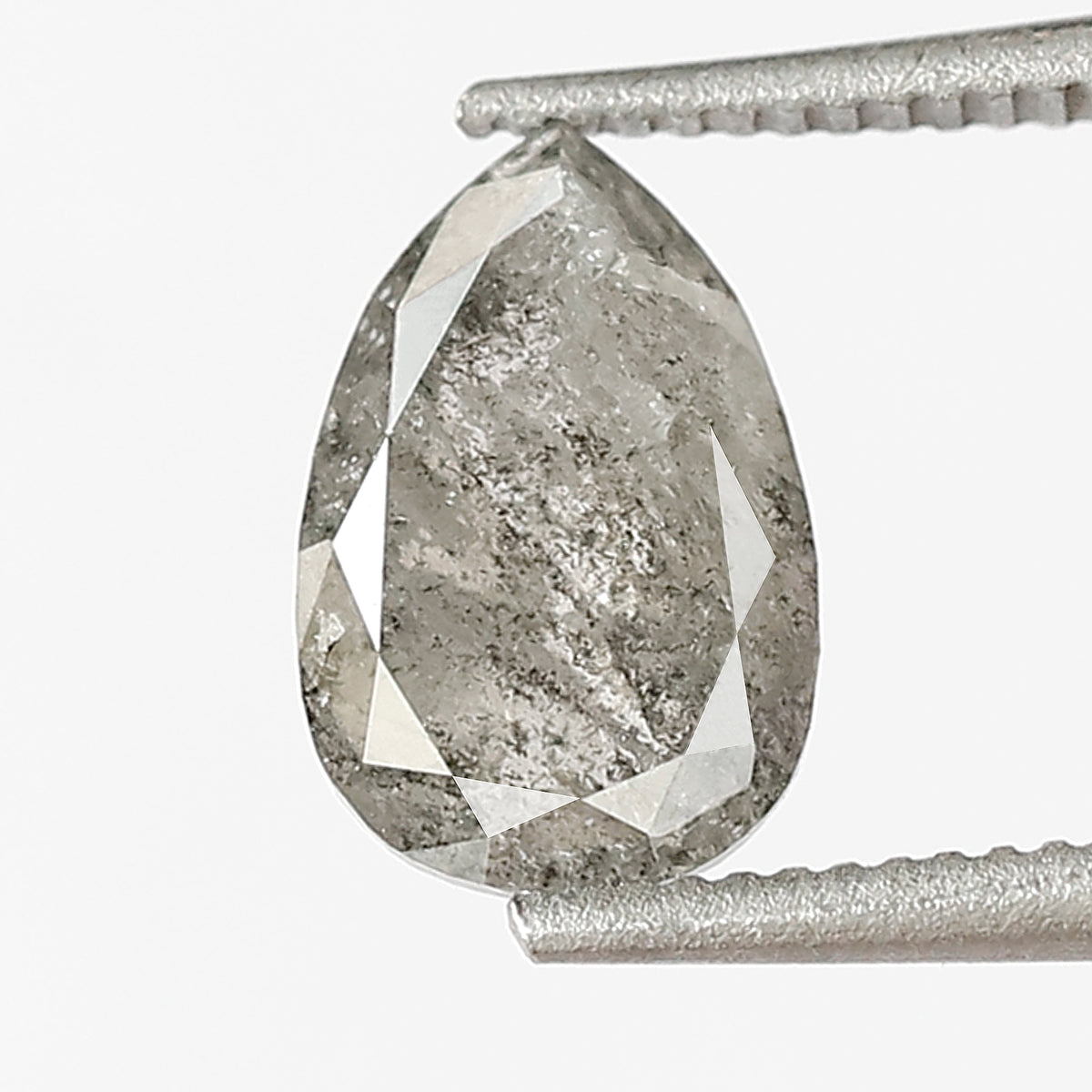 0.90 CT pear Shape Salt and Pepper Diamond 7.50 MM Loose Natural Grey Black Color Diamond