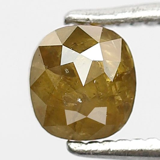 0.59 CT Rustic Cushion Shape Loose Diamond, 5.10 MM Natural Dark Greenish Earth Mined Diamond