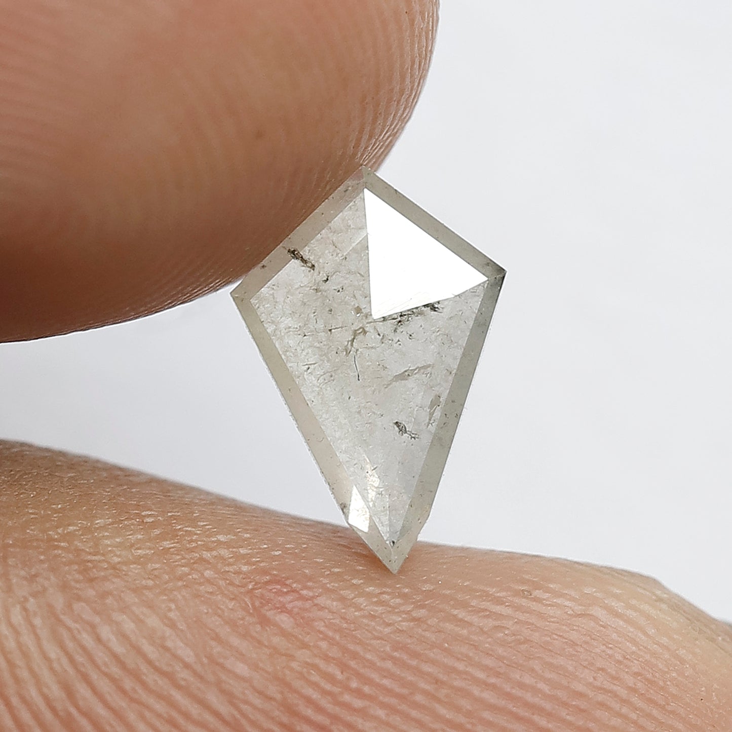 0.70 CT Translucent Kite Shape Loose Diamond, Natural Misty White Conflict Free Salt and Pepper Diamond For Wedding Band