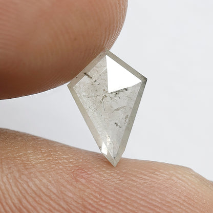 0.70 CT Translucent Kite Shape Loose Diamond, Natural Misty White Conflict Free Salt and Pepper Diamond For Wedding Band