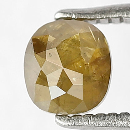 0.59 CT Rustic Cushion Shape Loose Diamond, 5.10 MM Natural Dark Greenish Earth Mined Diamond