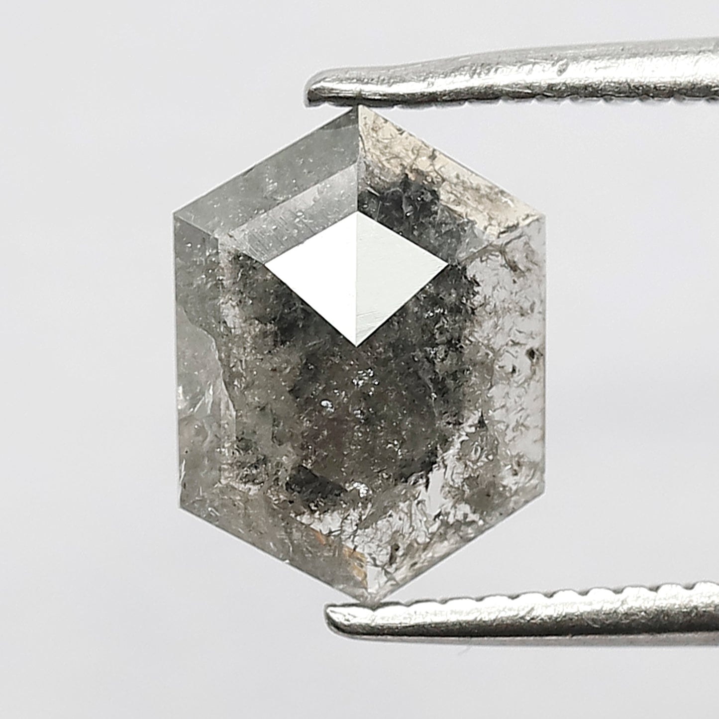 0.90 CT Gray Black Hexagon cut Diamond, Natural 9.10 mm Loose Salt and Pepper Earth Mined Diamond For Wedding Ring