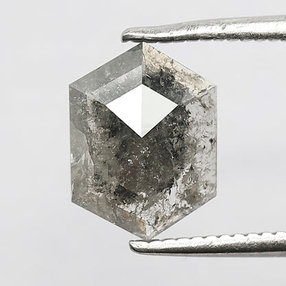 0.90 CT Gray Black Hexagon cut Diamond, Natural 9.10 mm Loose Salt and Pepper Earth Mined Diamond For Wedding Ring