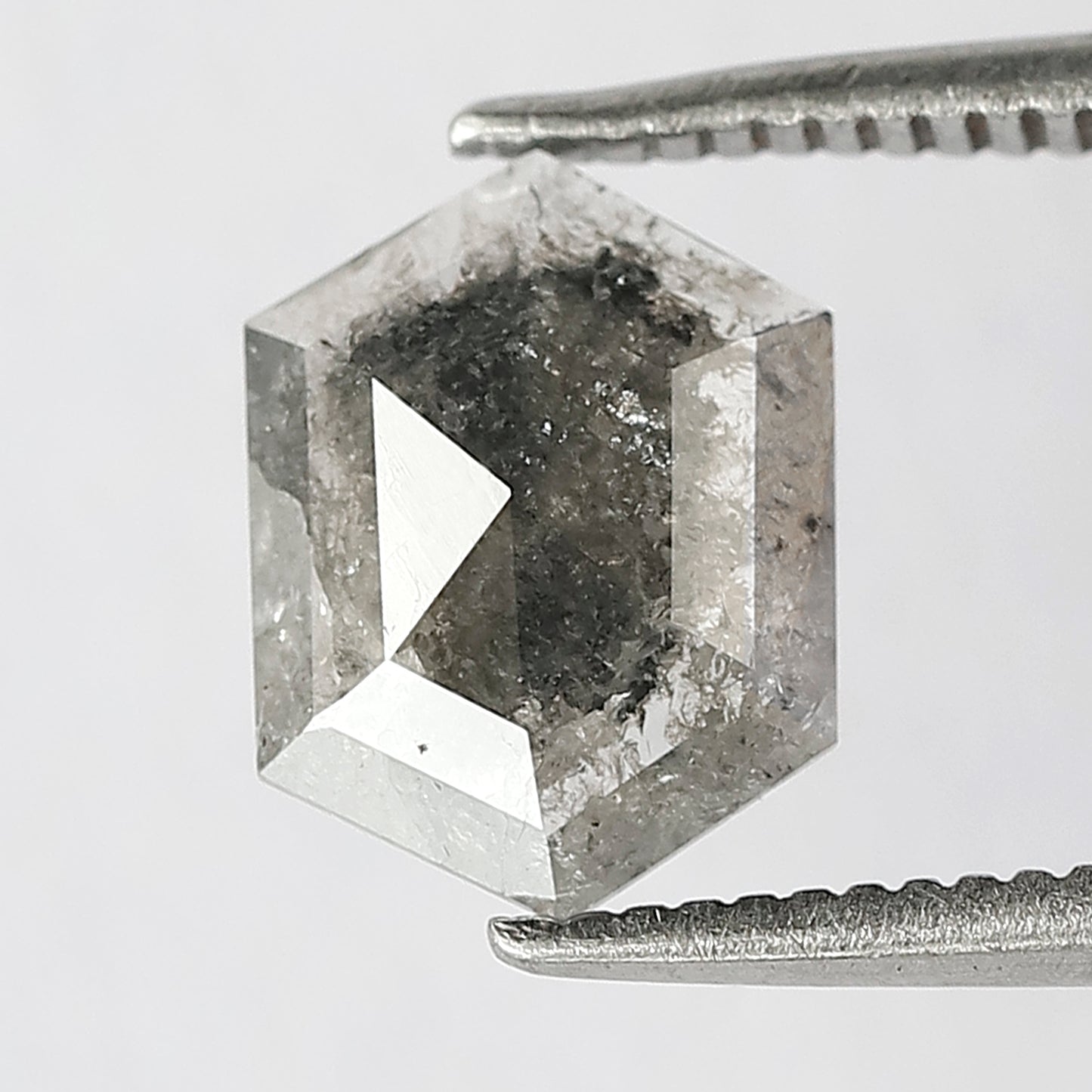 0.90 CT Gray Black Hexagon cut Diamond, Natural 9.10 mm Loose Salt and Pepper Earth Mined Diamond For Wedding Ring