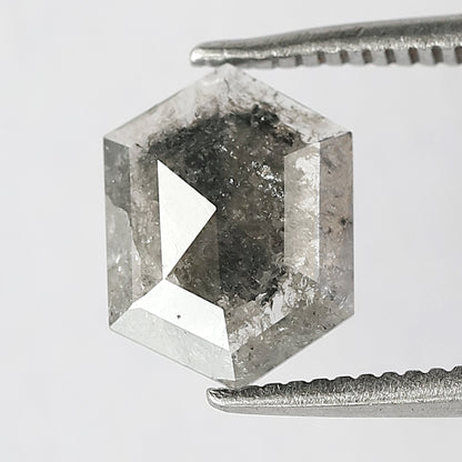 0.90 CT Gray Black Hexagon cut Diamond, Natural 9.10 mm Loose Salt and Pepper Earth Mined Diamond For Wedding Ring