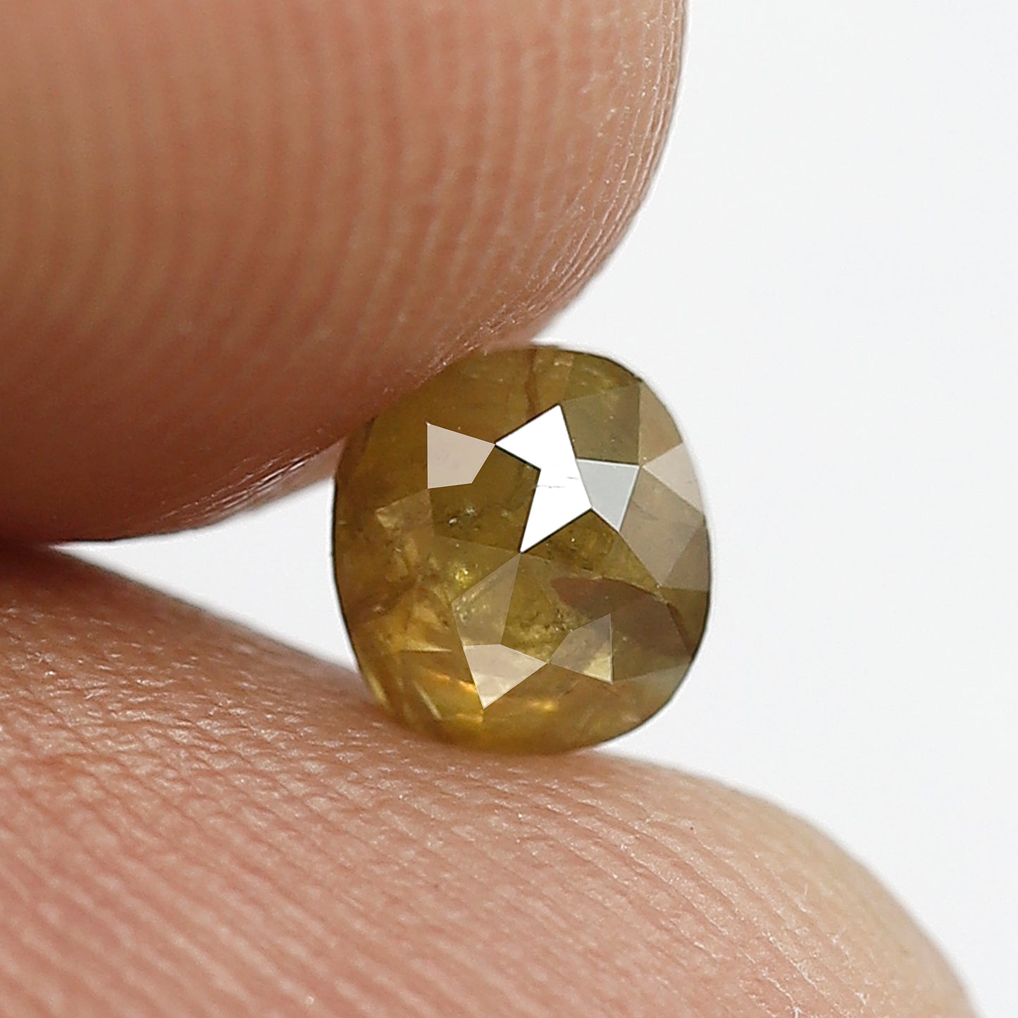 0.59 CT Rustic Cushion Shape Loose Diamond, 5.10 MM Natural Dark Greenish Earth Mined Diamond