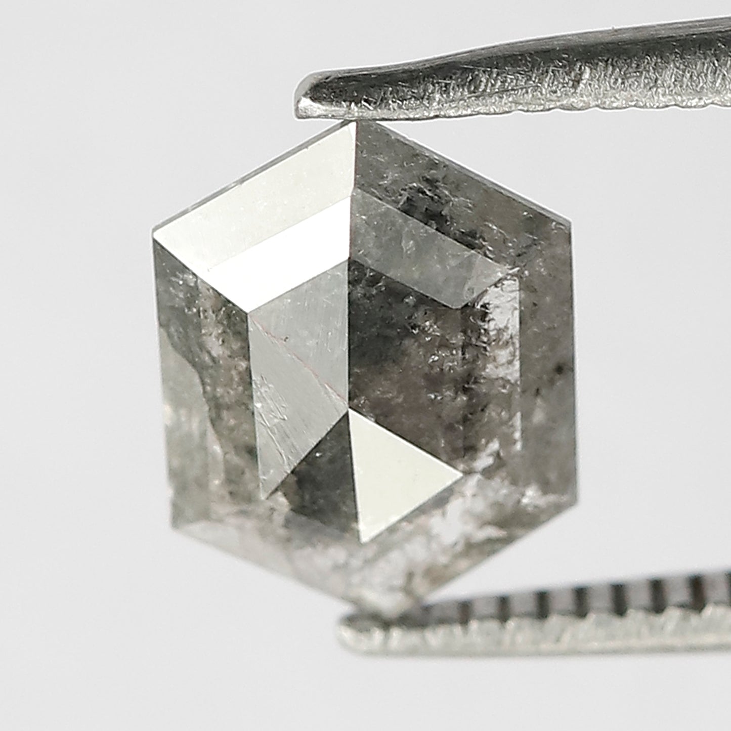 0.90 CT Gray Black Hexagon cut Diamond, Natural 9.10 mm Loose Salt and Pepper Earth Mined Diamond For Wedding Ring