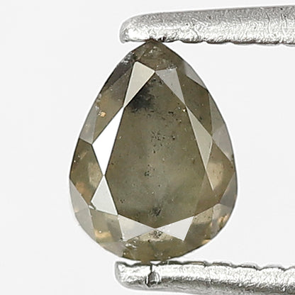 Pear Cut 0.62 Ct Natural Grayish Brown Rustic Diamond | Conflict Free Earth Mined Loose Diamond for Bridal Ring