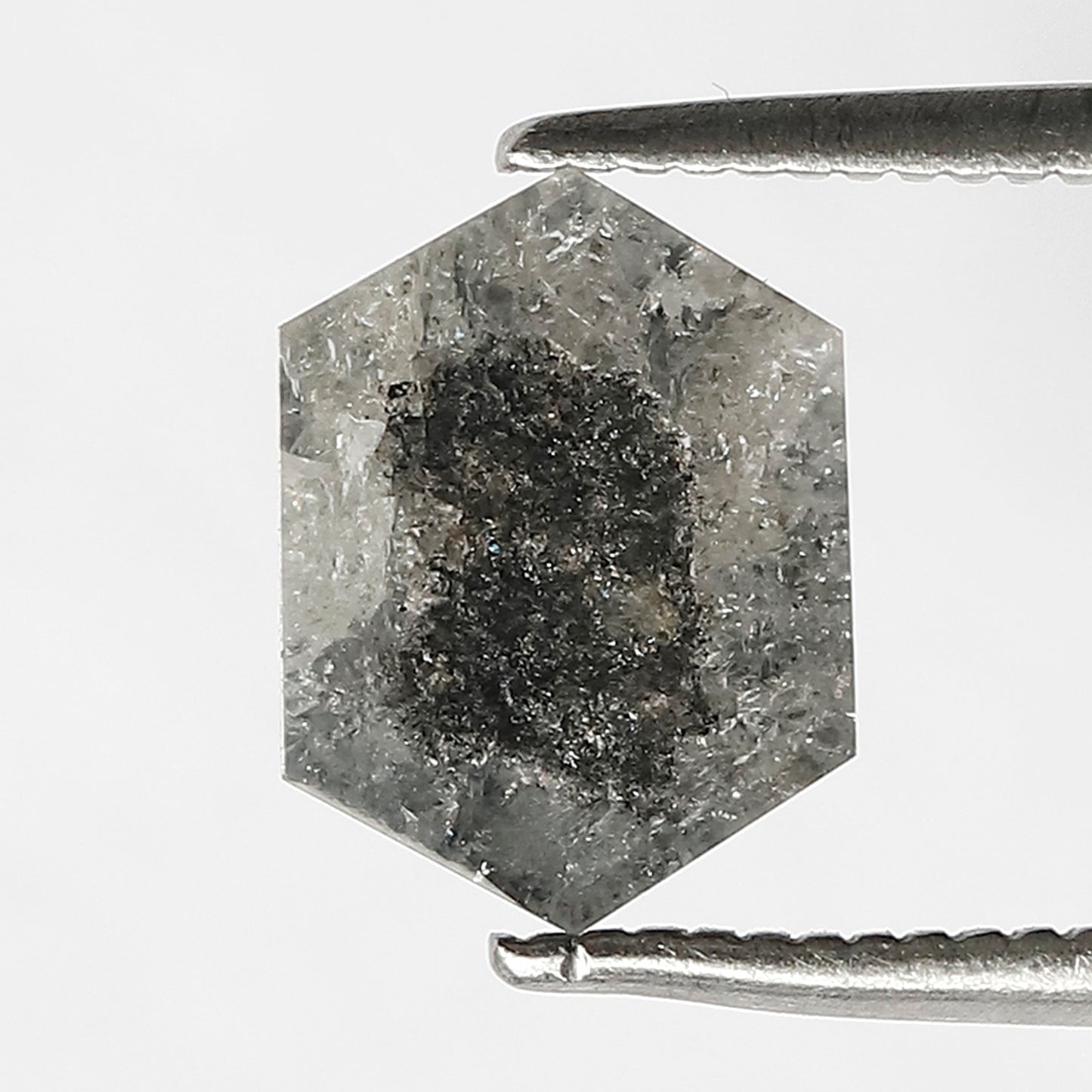 0.90 CT Gray Black Hexagon cut Diamond, Natural 9.10 mm Loose Salt and Pepper Earth Mined Diamond For Wedding Ring