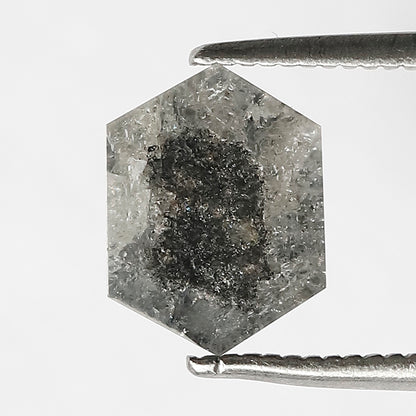 0.90 CT Gray Black Hexagon cut Diamond, Natural 9.10 mm Loose Salt and Pepper Earth Mined Diamond For Wedding Ring