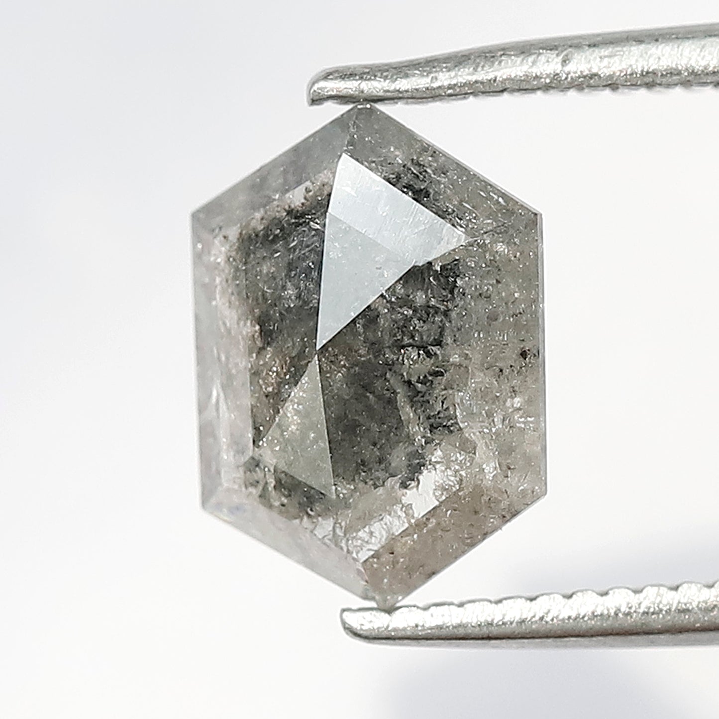 0.90 CT Gray Black Hexagon cut Diamond, Natural 9.10 mm Loose Salt and Pepper Earth Mined Diamond For Wedding Ring