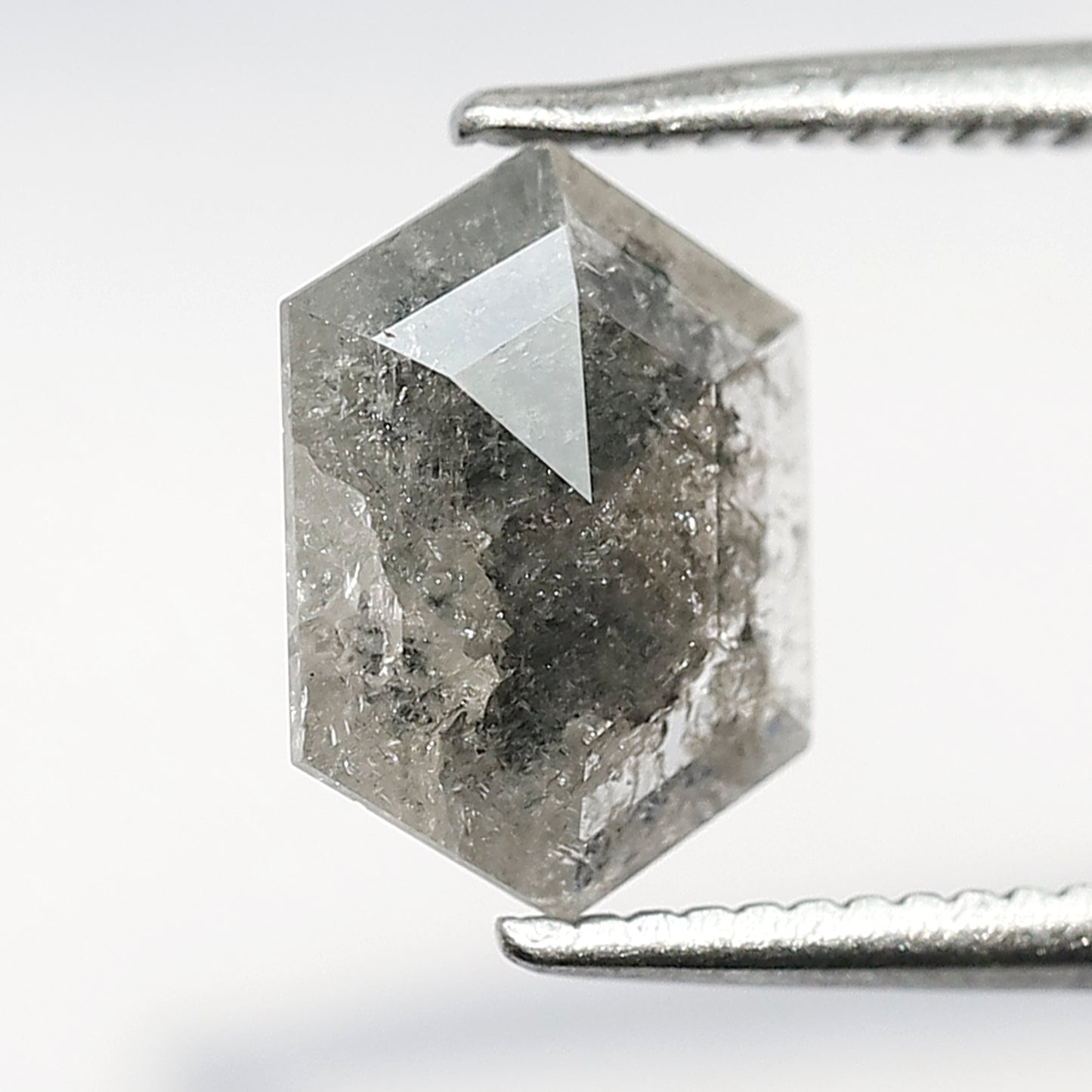 0.90 CT Gray Black Hexagon cut Diamond, Natural 9.10 mm Loose Salt and Pepper Earth Mined Diamond For Wedding Ring