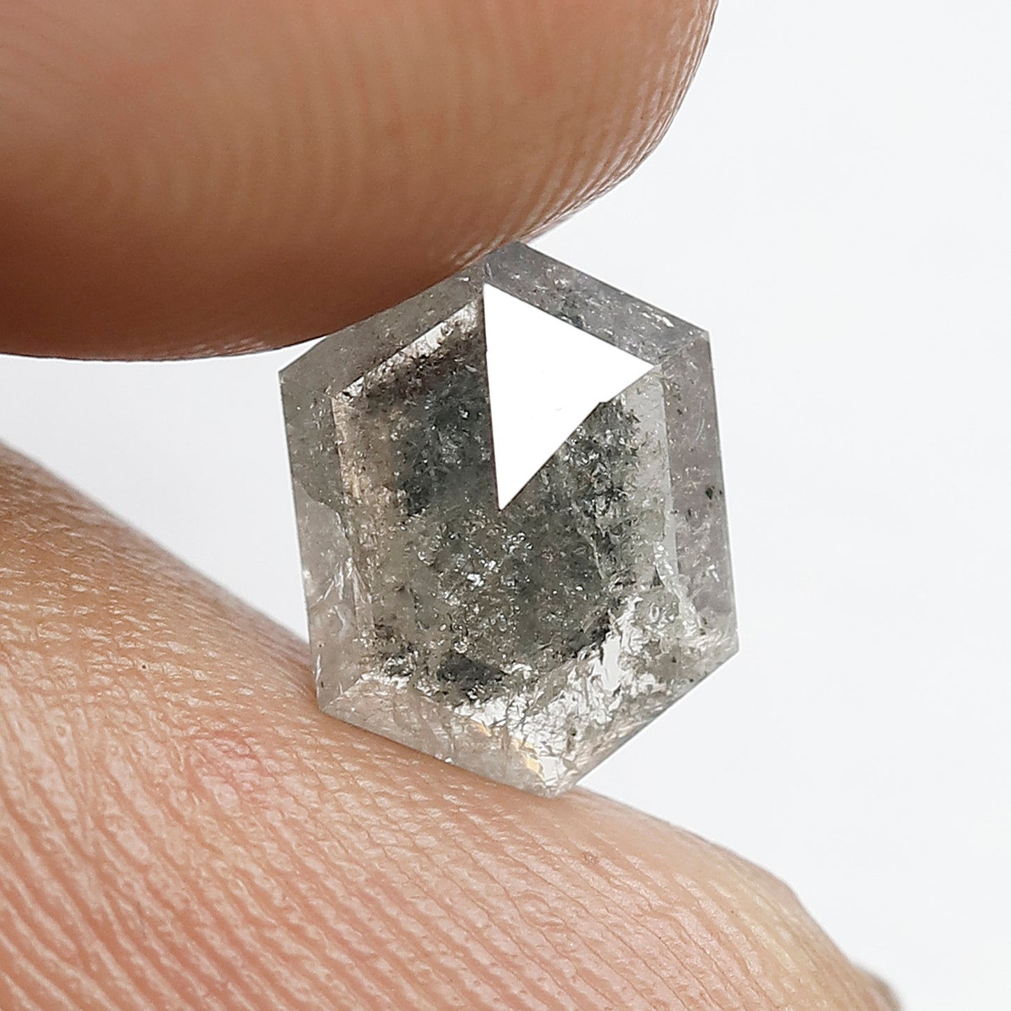 0.90 CT Gray Black Hexagon cut Diamond, Natural 9.10 mm Loose Salt and Pepper Earth Mined Diamond For Wedding Ring