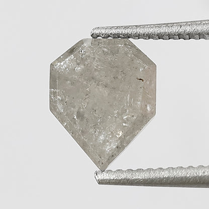0.71 CT Modified Shield Shape Salt and Pepper Diamond 6.60 MM Loose Natural misty white Color Diamond