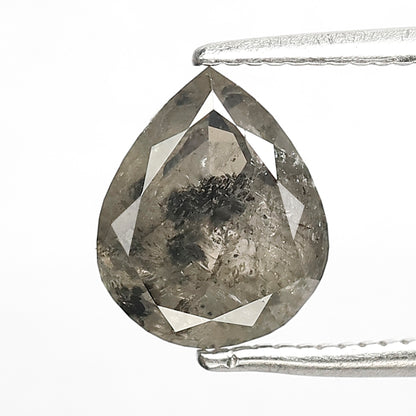 1.91 CT Pear Salt and Pepper Diamond | Natural Black Gray Pear Cut Loose Diamond | Ethical Engagement Ring Stone