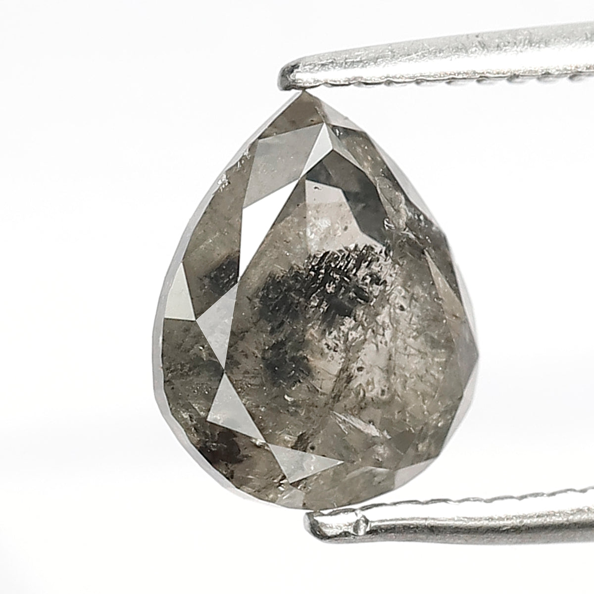 1.91 CT Pear Salt and Pepper Diamond | Natural Black Gray Pear Cut Loose Diamond | Ethical Engagement Ring Stone