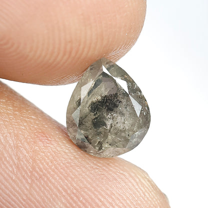 1.91 CT Pear Salt and Pepper Diamond | Natural Black Gray Pear Cut Loose Diamond | Ethical Engagement Ring Stone