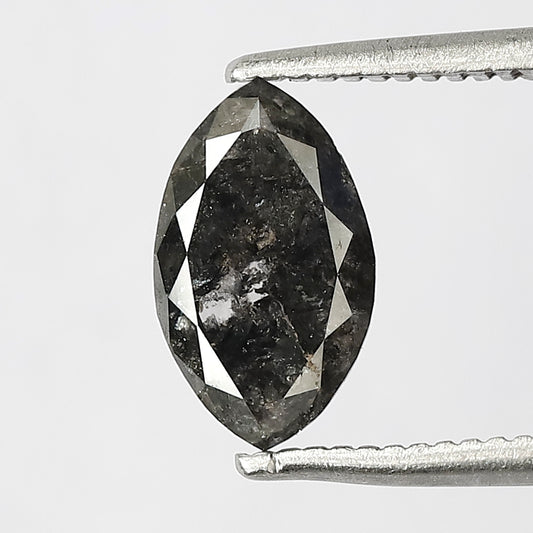 1.25 CT Earth Mined Marquise cut Loose Diamond, 9.10 x 5.40 mm Natural Blackish Gray Salt and Pepper Diamond