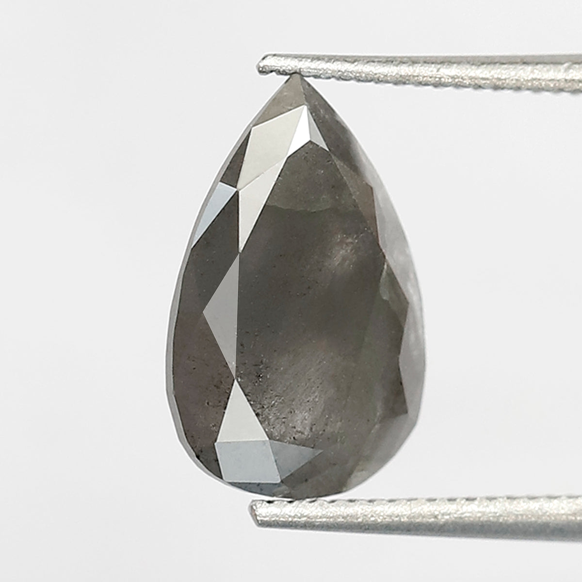 1.96 CT Pear Shape Salt and Pepper Diamond 11.50 MM Loose Natural Grey Black Color Diamond
