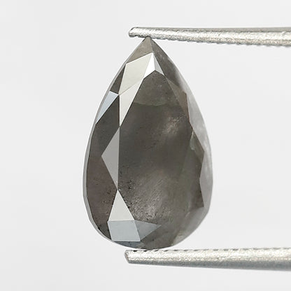 1.96 CT Pear Shape Salt and Pepper Diamond 11.50 MM Loose Natural Grey Black Color Diamond