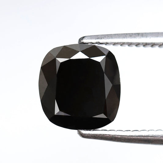 1.77 Ct Cushion Shape Black Diamond, 6.90 x 6.60 mm Natural Treated Loose Diamond for Engagement or Anniversary Ring