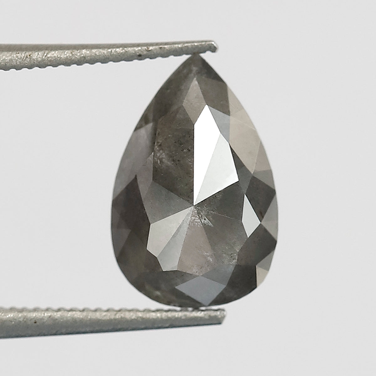 1.96 CT Pear Shape Salt and Pepper Diamond 11.50 MM Loose Natural Grey Black Color Diamond