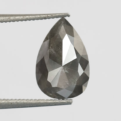 1.96 CT Pear Shape Salt and Pepper Diamond 11.50 MM Loose Natural Grey Black Color Diamond