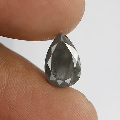 1.96 CT Pear Shape Salt and Pepper Diamond 11.50 MM Loose Natural Grey Black Color Diamond