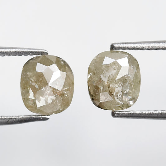 Pair Of 1.73 CT Oval Shape Salt and Pepper Diamond 6 MM Rustic Yellow Color Natural Loose Diamond For Earings