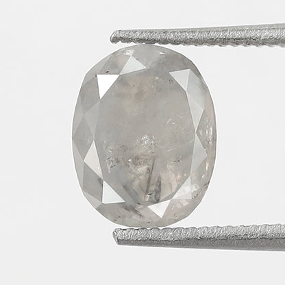 1.44 CT Oval Shape Salt and Pepper Diamond 7.50 MM Loose Natural Misty white Color Diamond
