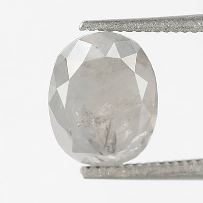 1.44 CT Oval Shape Salt and Pepper Diamond 7.50 MM Loose Natural Misty white Color Diamond