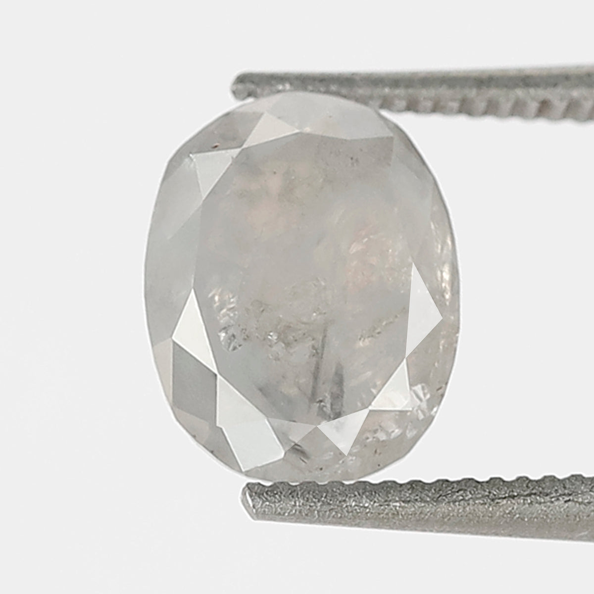 1.44 CT Oval Shape Salt and Pepper Diamond 7.50 MM Loose Natural Misty white Color Diamond