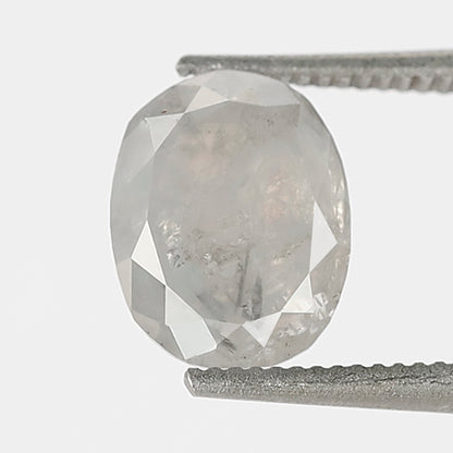 1.44 CT Oval Shape Salt and Pepper Diamond 7.50 MM Loose Natural Misty white Color Diamond