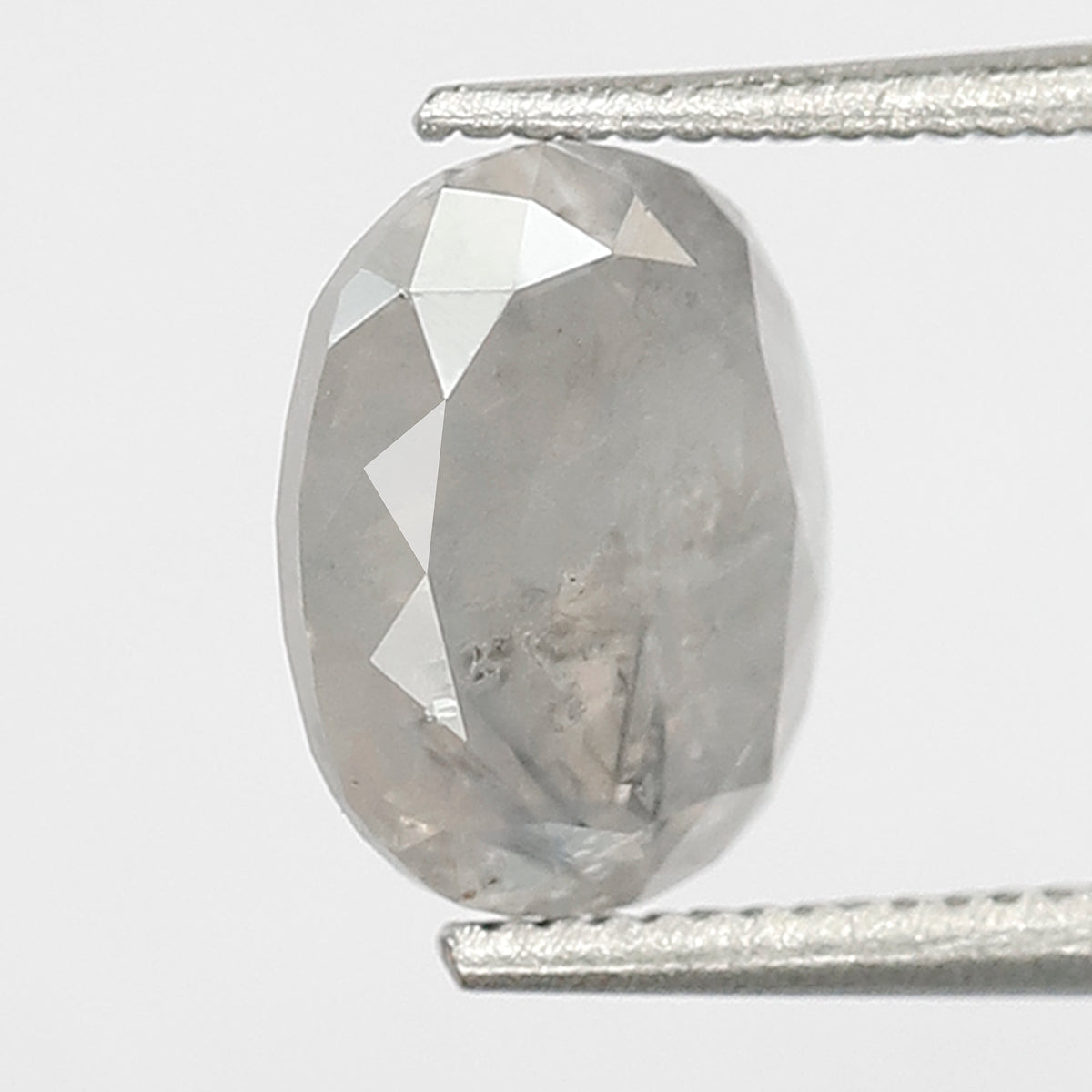 1.44 CT Oval Shape Salt and Pepper Diamond 7.50 MM Loose Natural Misty white Color Diamond