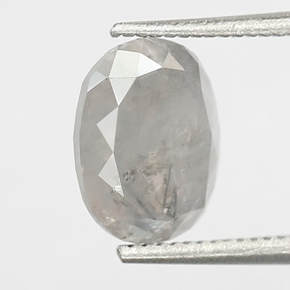 1.44 CT Oval Shape Salt and Pepper Diamond 7.50 MM Loose Natural Misty white Color Diamond