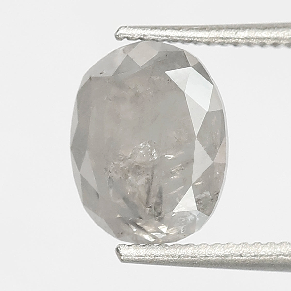 1.44 CT Oval Shape Salt and Pepper Diamond 7.50 MM Loose Natural Misty white Color Diamond