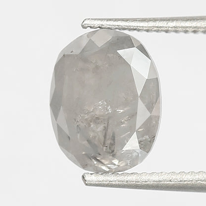 1.44 CT Oval Shape Salt and Pepper Diamond 7.50 MM Loose Natural Misty white Color Diamond
