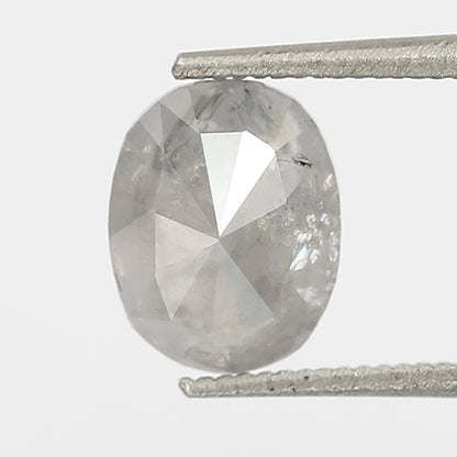1.44 CT Oval Shape Salt and Pepper Diamond 7.50 MM Loose Natural Misty white Color Diamond