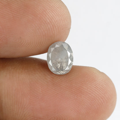 1.44 CT Oval Shape Salt and Pepper Diamond 7.50 MM Loose Natural Misty white Color Diamond