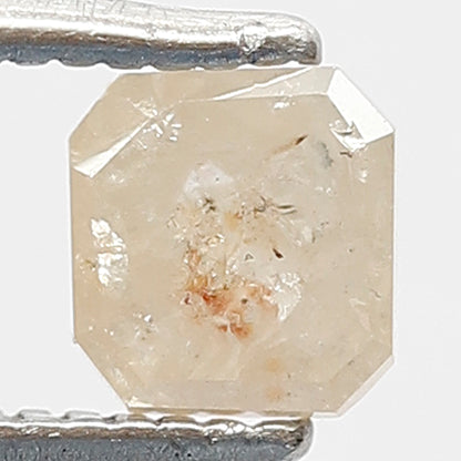 0.58 CT Asscher cut Ethical Loose Diamond, Natural Misty Yellow Conflict Free Rustic Diamond
