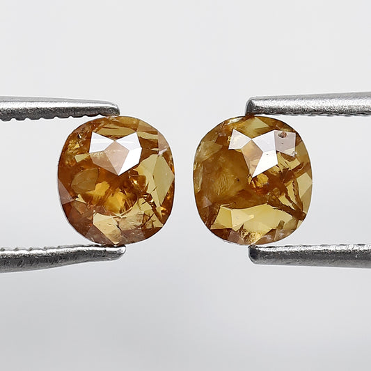 1.05 CT Reddish Yellow Oval Shape Pair Of Salt and Pepper Diamond Perfect For Making Beautiful Set of Bridal Earrings