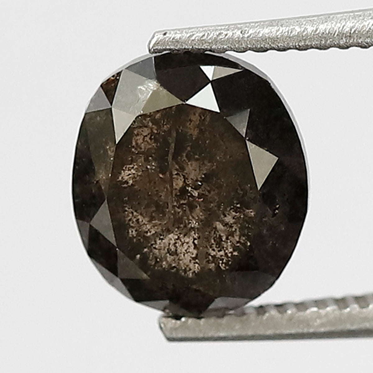 1.29 CT Oval Shape Salt and Pepper Diamond 6.50 MM Loose Natural Grey Black Color Diamond