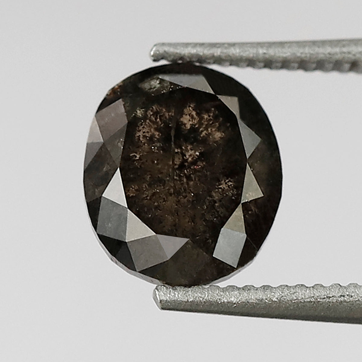 1.29 CT Oval Shape Salt and Pepper Diamond 6.50 MM Loose Natural Grey Black Color Diamond
