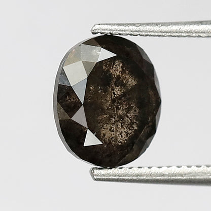 1.29 CT Oval Shape Salt and Pepper Diamond 6.50 MM Loose Natural Grey Black Color Diamond