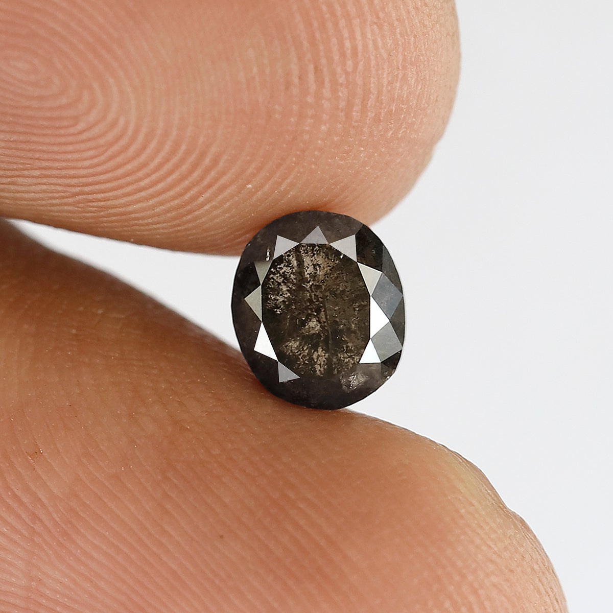 1.29 CT Oval Shape Salt and Pepper Diamond 6.50 MM Loose Natural Grey Black Color Diamond